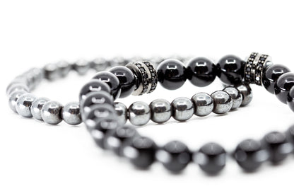 svart pärlarmband herr-Edenryd-MAVN Of Sweden,  armband, herr, pärlarmband, stilrent, pärlor, silver, mode, outfit