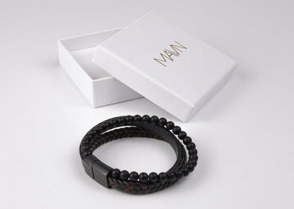 läderarmband man med presentbox - Axelvold - MAVN Of Sweden, armband herr, läderarmband, stilrent armband, presentbox, matcha outfit, högkvalitativt läder, pärlarmband, fri frakt, fri retur